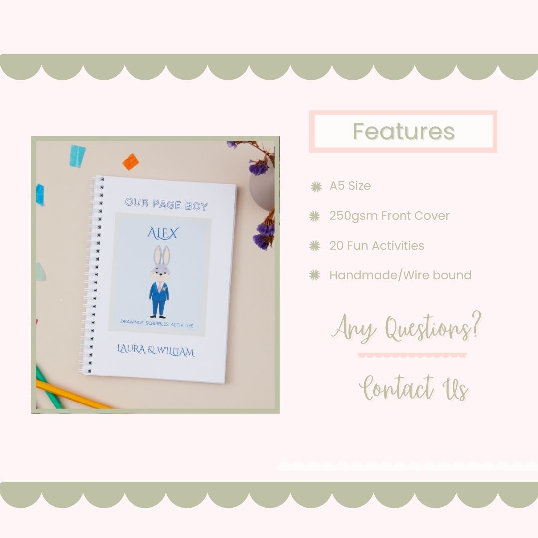 Children's activity book features page highlighting the size, weight, and number of activities included.