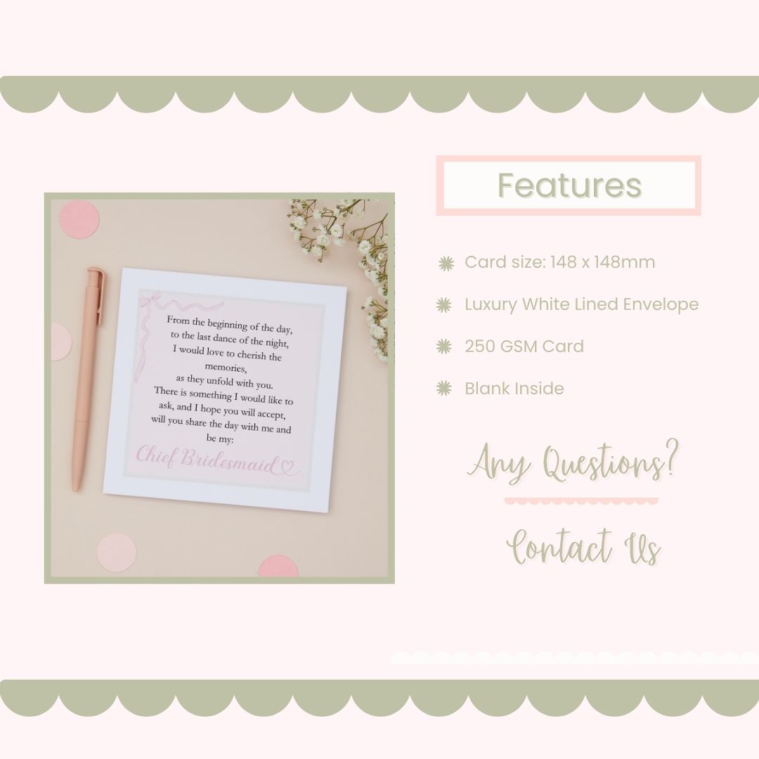 Card with a pen and decorative elements on a beige background, featuring text and contact information.