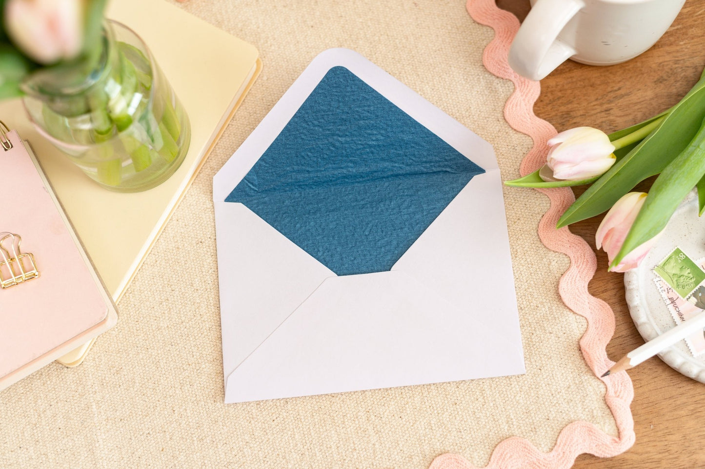 Luxury Lined Blue Envelope Photo Example