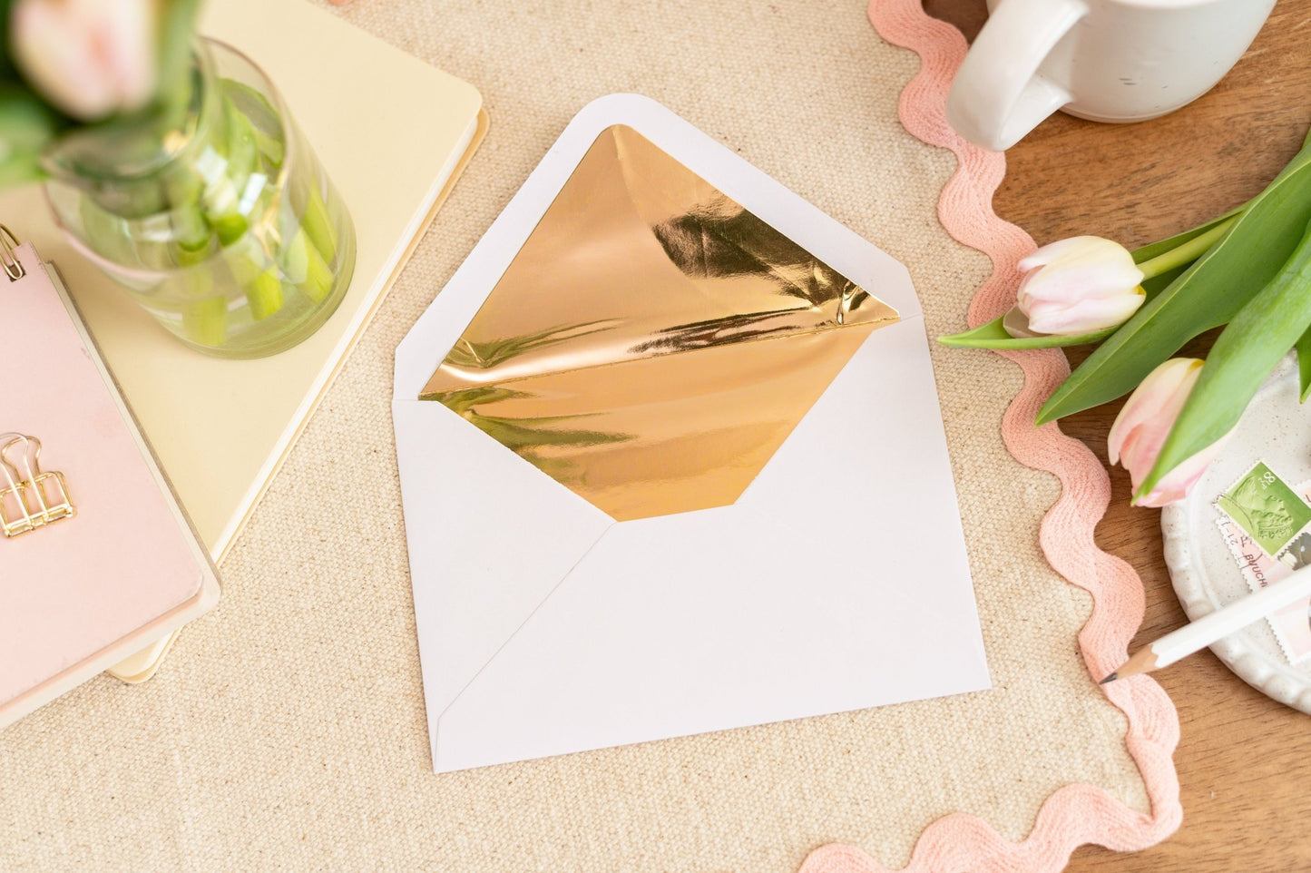 Lined Luxury Gold lined envelope
