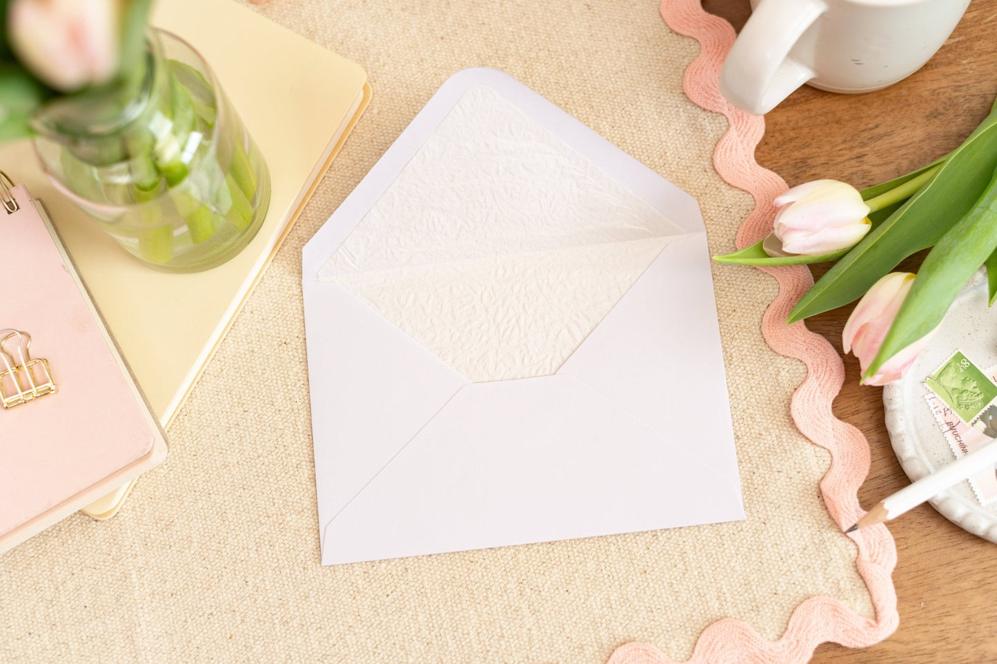Luxury Lined White Envelope Photo Example