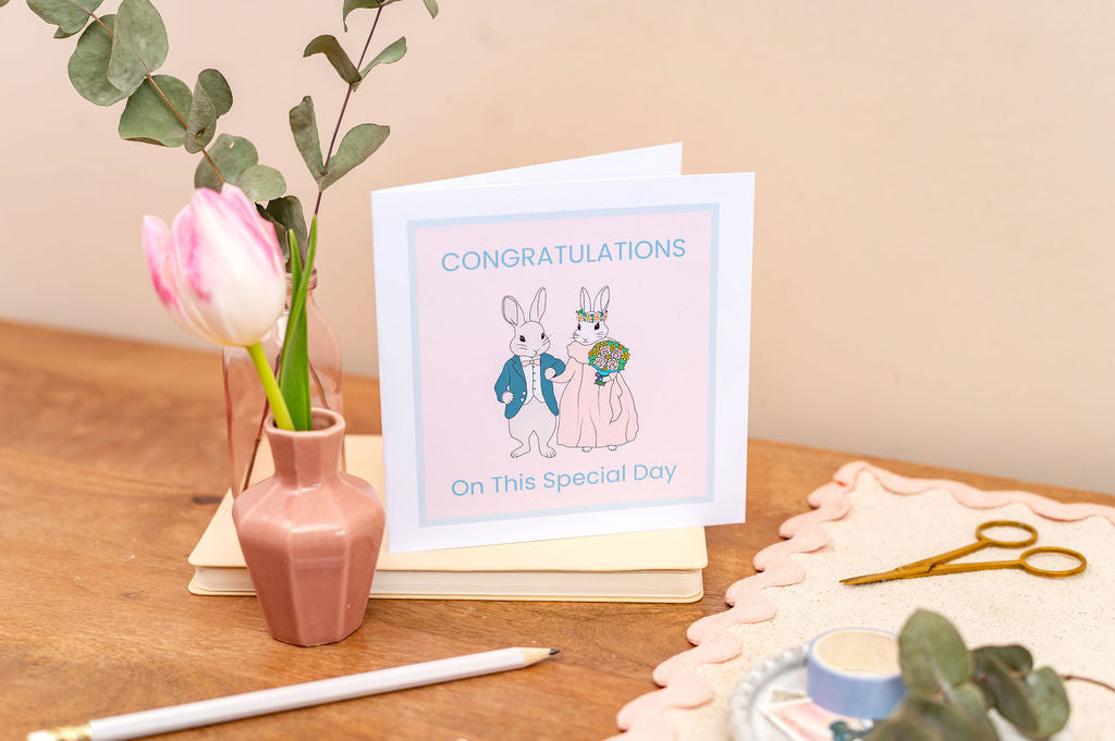 Bunny Couple Happy Wedding Day Congratulations Card