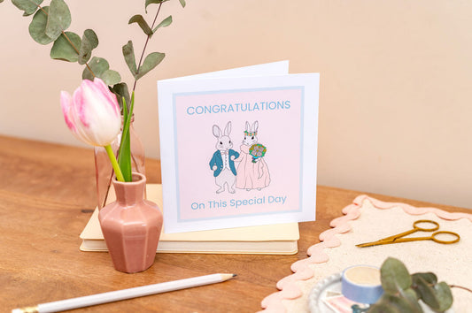 Bunny Couple Happy Wedding Day Congratulations Card
