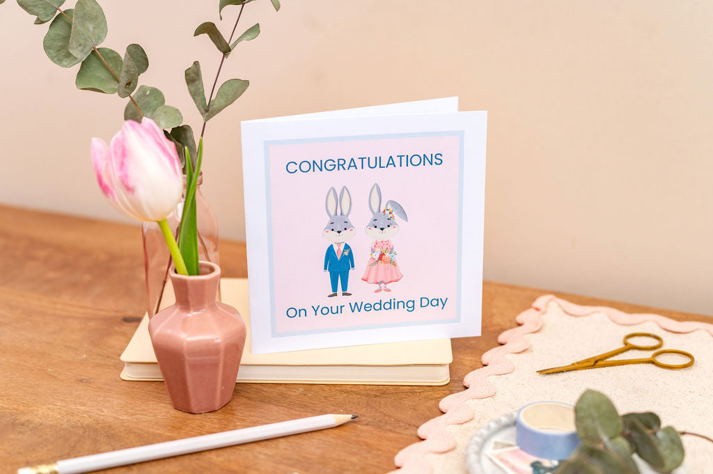 Cartoon Bunnies Congratulations On Your Wedding Day Card