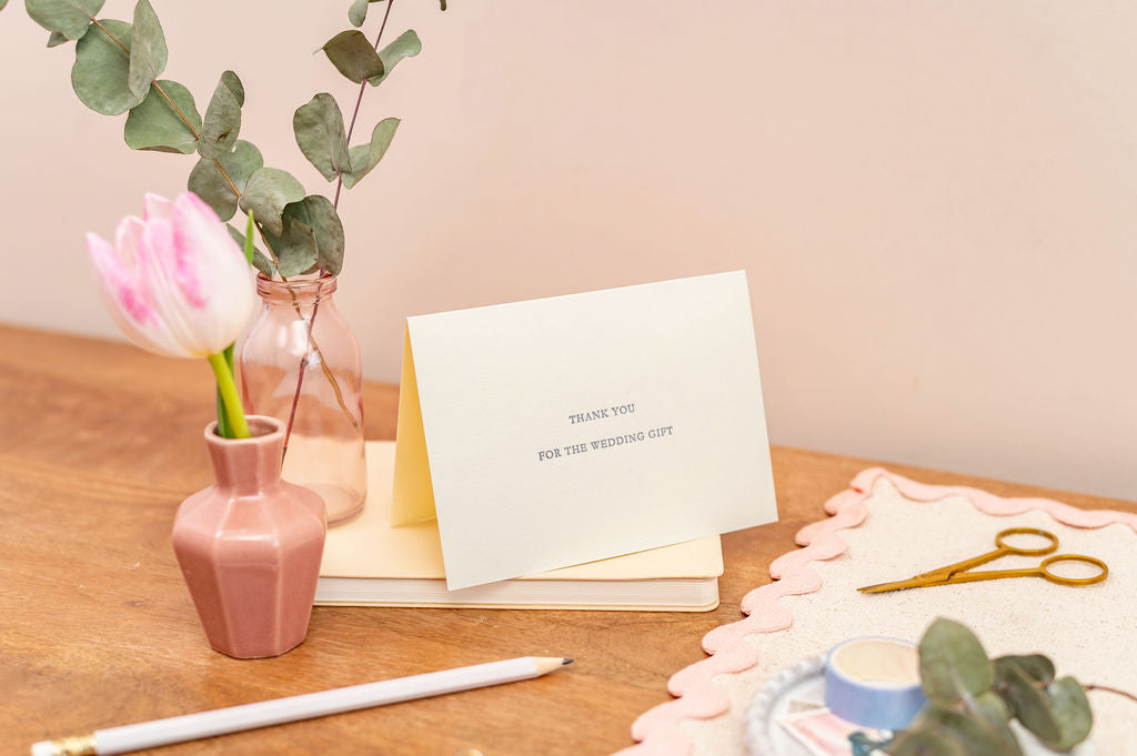 Letterpress Wedding Gift Thank You Card Set