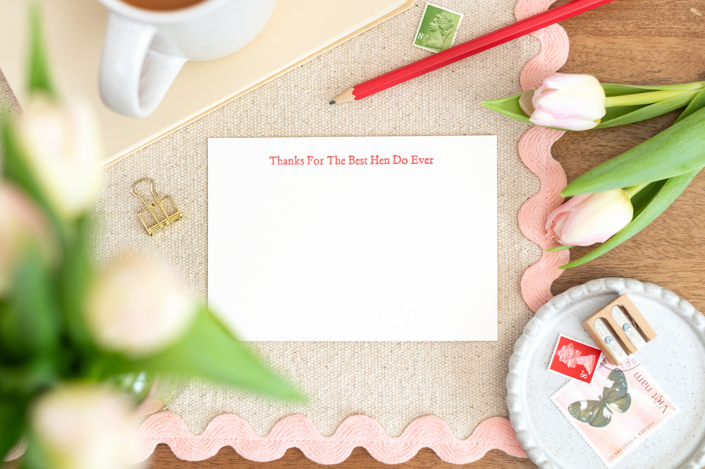 Letterpress Hen Do Bridal Shower Thank You Cards