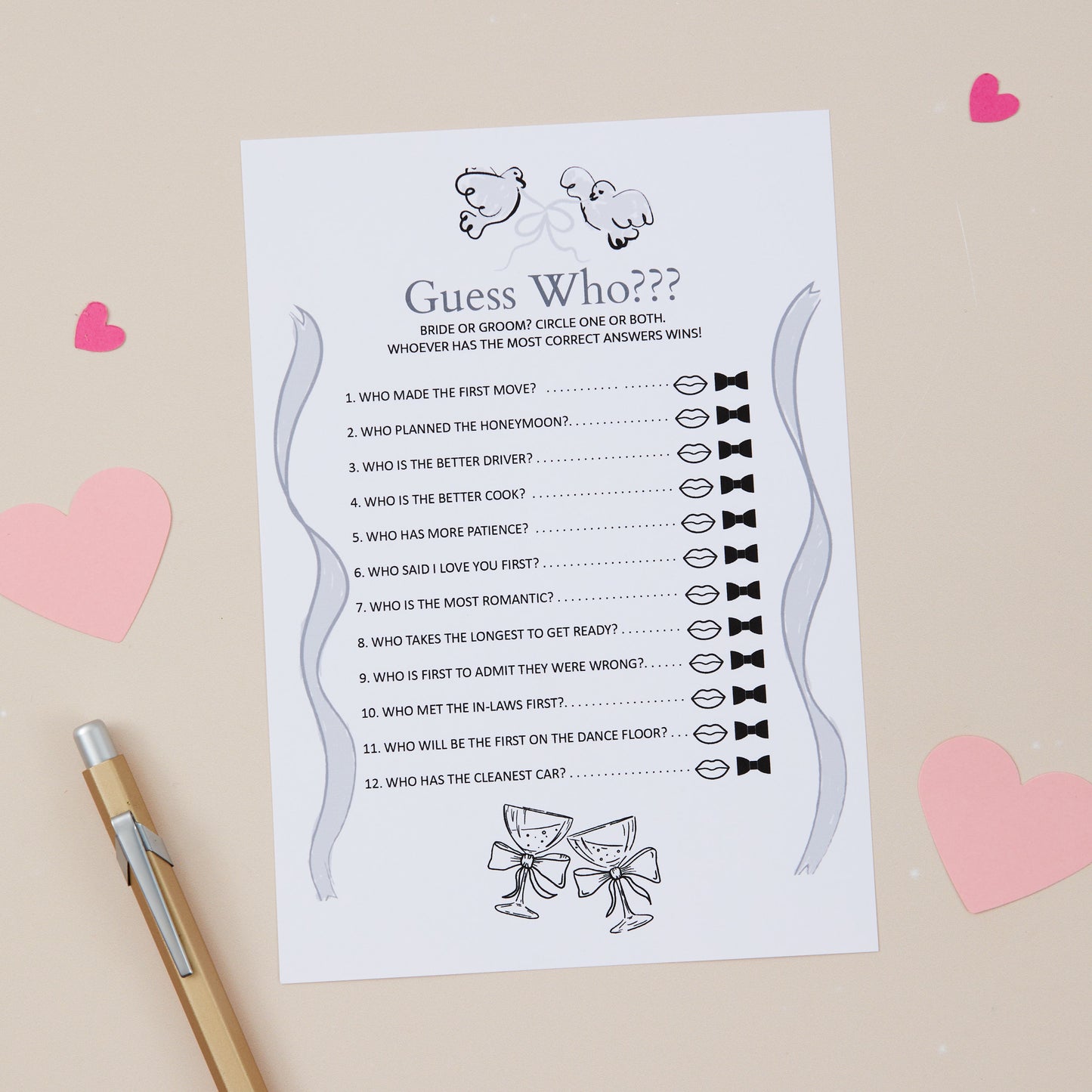 Wedding Reception Game - Guess Who