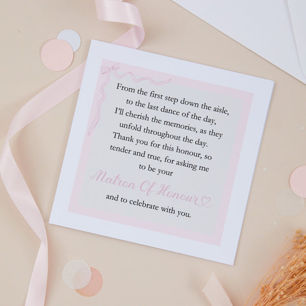 Thanks For Asking Me To Be Your Matron Of Honour Poem Card – Susie Does ...