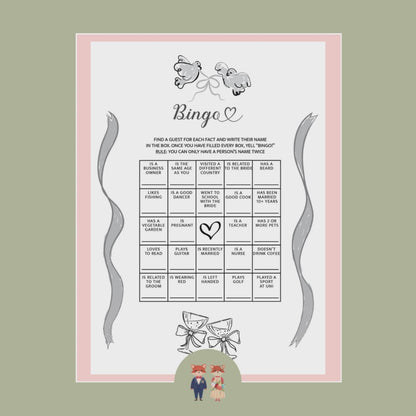 Slide show of all of the Wedding Reception Games within our Doves Collection, including Bingo, I Spy Game, Emoji Pictionary to name a few bestsellers
